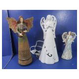 3 Decorative Angel Figurines-2-12", 1-8"