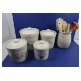 Pfaltzgraff Canister Set & Utensils w/Holder