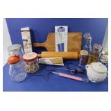 Misc Lot-Vintage Rolling Pin, Tin & more