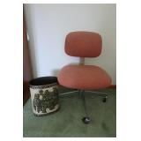 Office Chair & Metal Trash Can