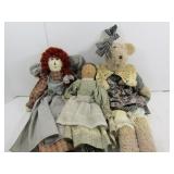 Plush Country Angel-29"H,Ms Bear Doll-32"H &