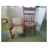 Oak Pressed Back Chair & Child