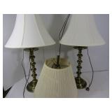 2-20" Brass Table Lamps w/Extra Shades