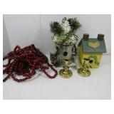 Wood Cranberry Berries,Baldwin Brass Candle Sticks