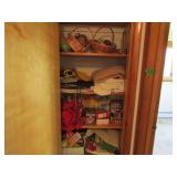 Contents of Hall Closet-Christmas Items,Chair Pads