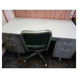 Mid Century Metal Desk w/Chair-60x30x30"