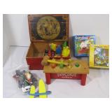 Vintage Box w/Wooden toys--Neopets & more
