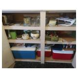Contents of 3 Shelves incl. Coolers, Canning Lids,