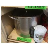 Contents of Shelf-Large Stock Pot w/Lid & more
