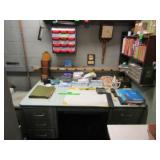 Desk w/Contents &Above-Books, Phone, Calc,&more