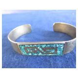 Sterling Bracelet w/Turuoise 22gr gross wt.