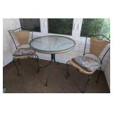 Resin Wicker Glasstop Table w/2 Chairs-need repair