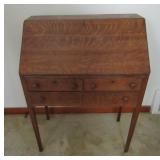 Vintage Oak Slant Writing Desk-28"Lx38"Hx14 1/2"W