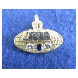 14K Charm w/2 Diamonds, 1 Sapphire-2.2gr