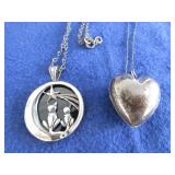 Sterling Lot-Heart Pendant, Cat Pendant w/Onyx