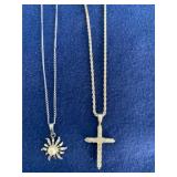 Sterling CZ Cross Necklace(24"),Sterling Pearl