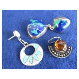 3 Pr. Sterling Earrings w/Stones-15.9g(can be made