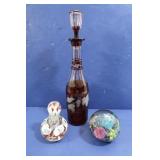 Glass Blown Decanter, Perfume Bottle, Paperweight