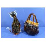 Halie Glass Handbag & Glass Cat