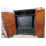 Solid Wood TV Stand & 27" Hitachi TV(hinge needs