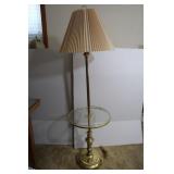 Goldtone Floor Lamp w/Glass Shelf-5