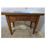 Solid Wood Folding Table w/Glasstop-Opens to39"Sq.