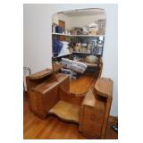 Vintage Oak Vanity w/Mirror-48x19x65"H