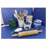 Kichen Lot-Canisters, Rolling Pin & more