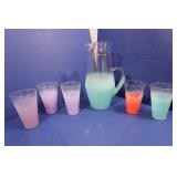 Vintage W.Virginia Glass Frosted Pitcher& Tumblers