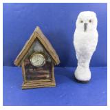 Mantle Clock & Stuffed Owl 14