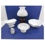 Glass Oil Lamp, Glass Bowl Set