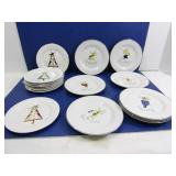 Pier 1 Porcelain Christmas Plate Set