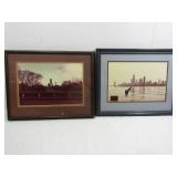 2 Framed/Matted City Pictures-15x19, 14.5x18.5