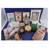 Christmas Decor-Snowglobe, Candles, Books&more