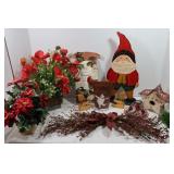 Christmas Decor Lot-Silk Flowers, Hallmark, Candle