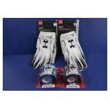 2 Under Armour UAF6 Mens XL Batting Gloves & 2
