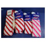 6 Pr. Candy Stripe Socks(Large)-5 Red, 1 Pink