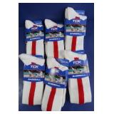 6 Pr. TCK Baseball Socks-(large)-red stripe
