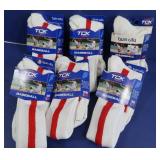 6 Pr. TCK Baseball Socks-(large)-red stripe