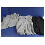 4 Pr Youth Baseball Pants(XS)-3 Gray, 1 Black