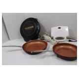 NuWave 9 1/2, 8" Copper Skillets, Braun Mixer,
