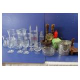 Metal Bookends, Sifter, Glass Vases,Wine