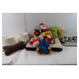 Tote w/Dog Items-Toys, Food Bowls, &more