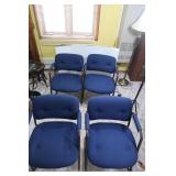 4 Blue Padded Office Chairs