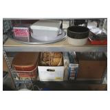Contents of 2 Shelves-Picnic Basket w/Metal Handle