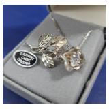 Sterling Rose Pendant w/Cubic Zirconia 5.3gr