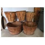 5 Wood/Bushel Baskets-(3)-13x13"D (2)-18x11"D