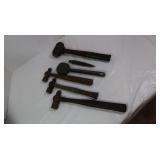3 Ball Peen Hammers(2-10"L,1-13"L,Brass Mallet, 3 Ball Peen Hammers(2-10"L,1-13"L,Brass Mallet,