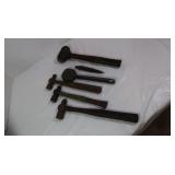 3 Ball Peen Hammers(2-10"L,1-13"L,Brass Mallet,