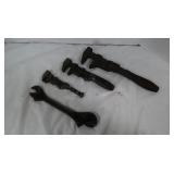 3 Antique Flatjaw Pipe Wrenches-12",8 1/2",6 1/2"& 3 Antique Flatjaw Pipe Wrenches-12",8 1/2",6 1/2"&